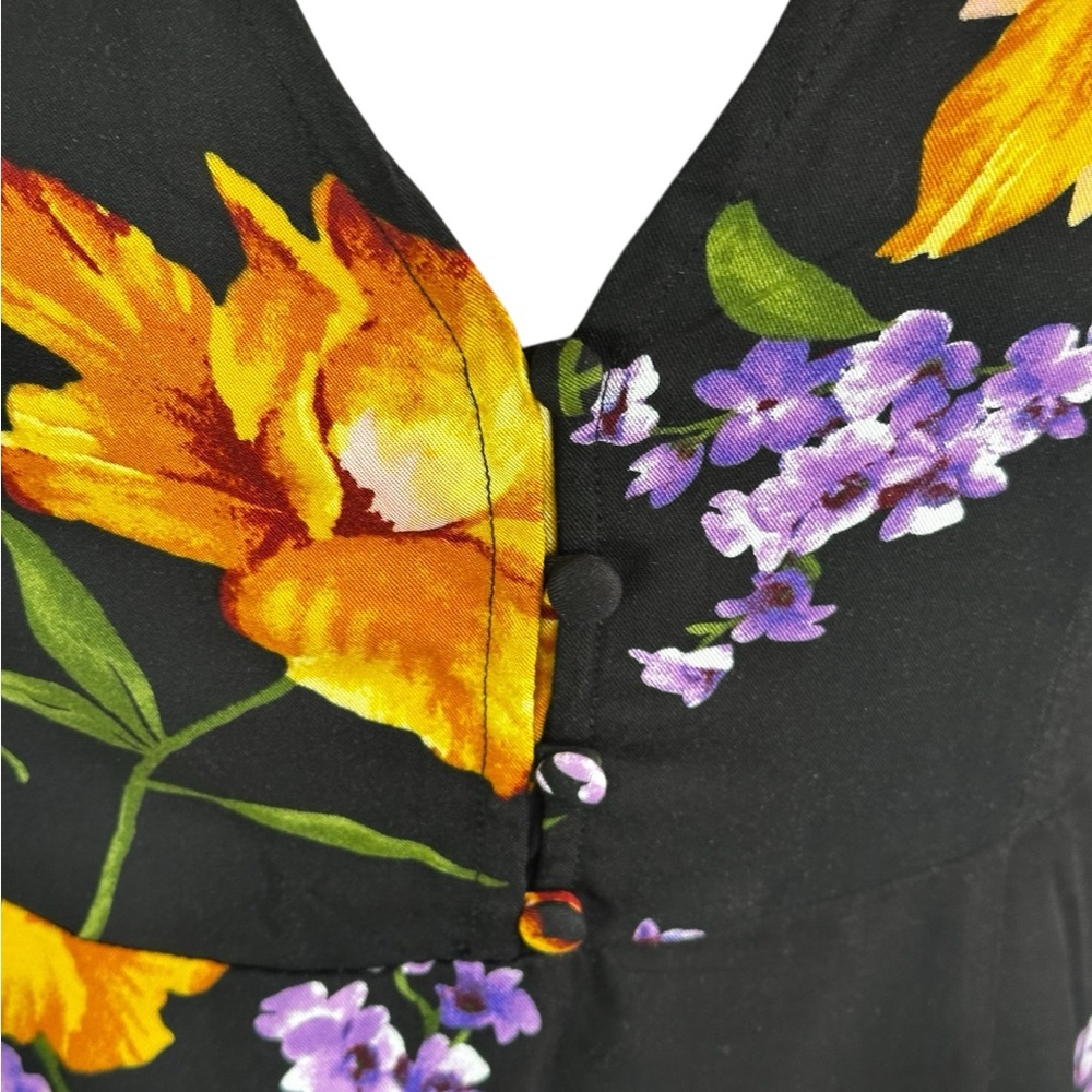 Forever 21 Black Dress with Yellow and Purple Floral - Picture 3 of 16